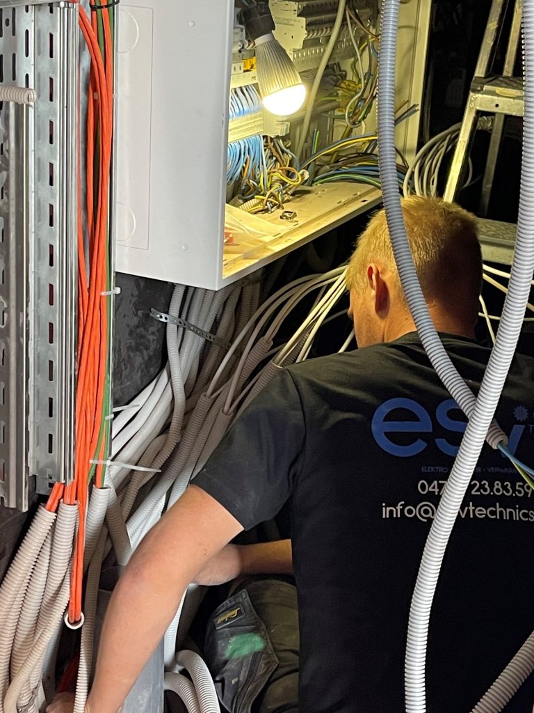 Werk aan een elektrische verdeelkast