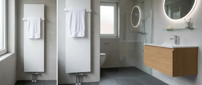 Radiatoren in een badkamer